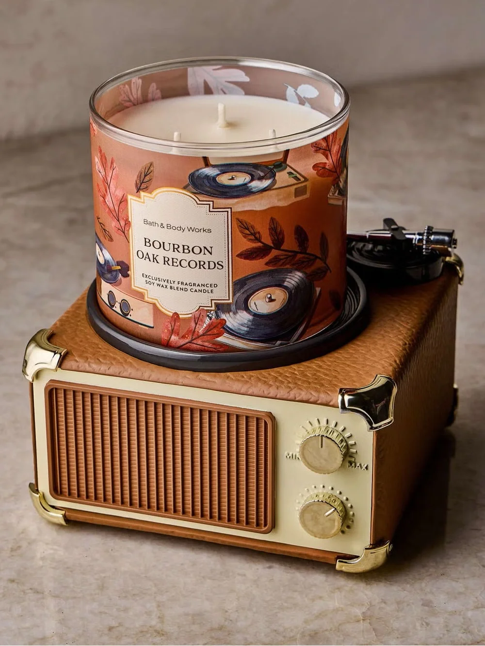 Bath & Body Works Record Player Pedestal 3-Wick Candle Holder